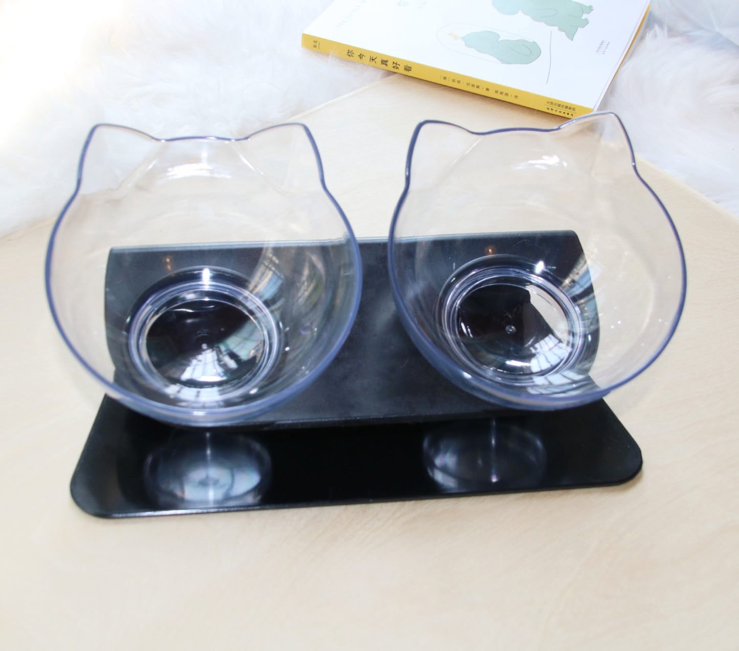 Lilium Star - Cat Double Bowl | Elevated Cat Food Bowl Protects Your Cats Posture.