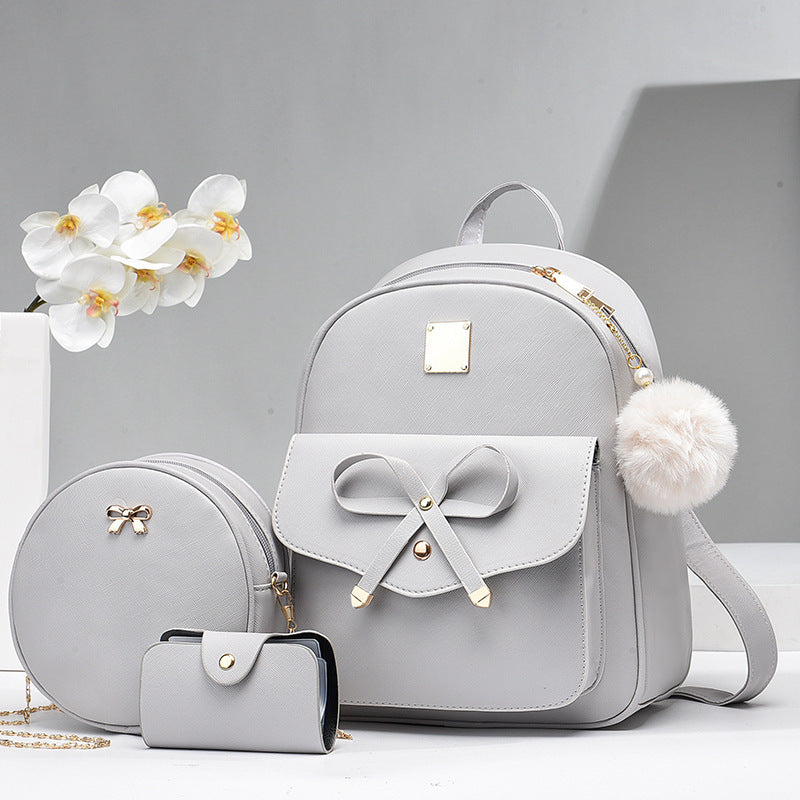 Lilium Star - Fashion Women's Bags PU Bow Composite Bag Young Girl Student Cute Shoulders Backpack Crossbody Bags Coin Purse