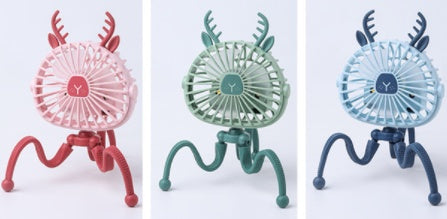 Lilium Star - Portable Stroller Fan, USB Rechargeable Mini Fan for Baby Bed, Car Seat, and Desk