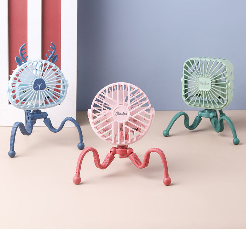 Lilium Star - Portable Stroller Fan, USB Rechargeable Mini Fan for Baby Bed, Car Seat, and Desk