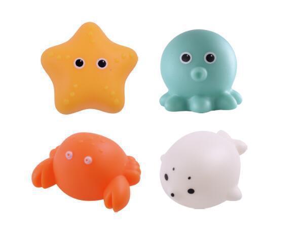 Lilium Star - Baby Bath Toy Set, Floating Soft Rubber Animals with Light-Up Frogs, Fun Water Play Gift for Kids