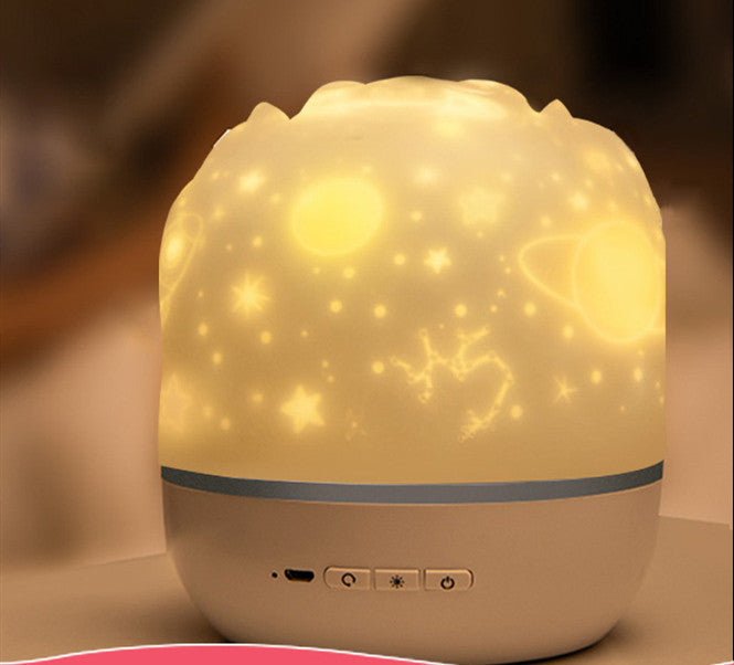 Lilium Star - Music Projector Night Light with Bluetooth Speaker, Rechargeable LED Lamp with Rotating Starry Sky and Colorful Flashing Lights