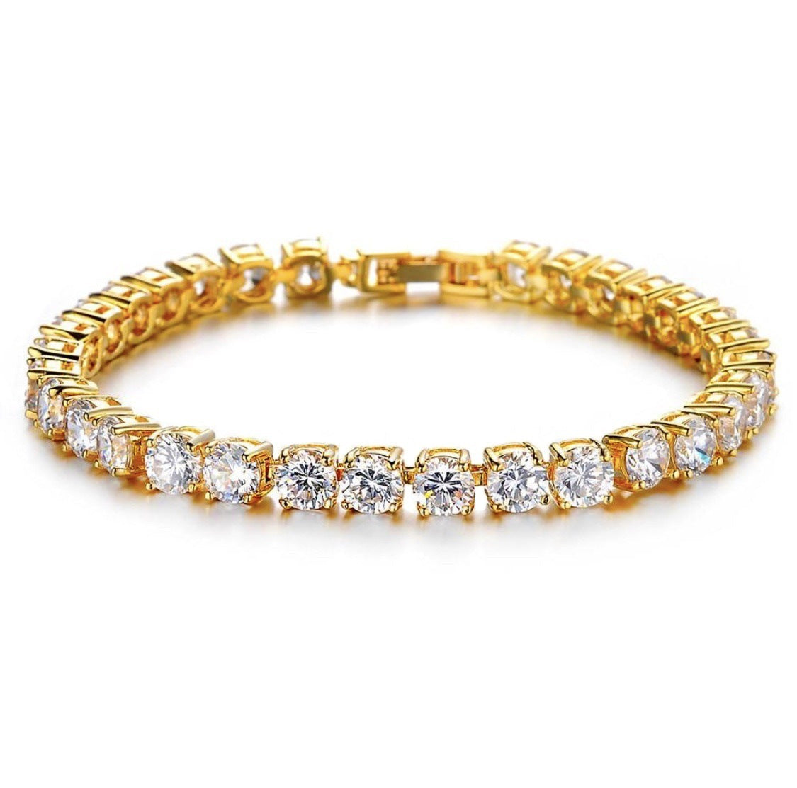 Lilium Star - Hip Hop Iced-Out Bracelet, Single Row Rhinestones Chain with Bling Tennis Charm and Zirconia