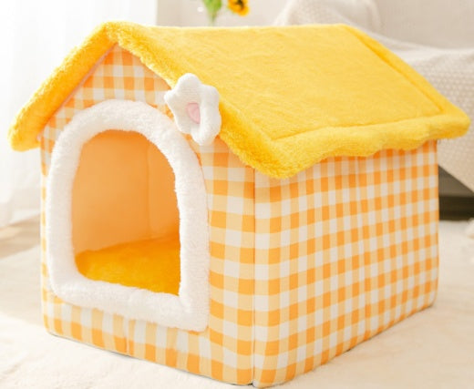 Lilium Star - Foldable Dog House Pet Cat Bed Winter Dog Villa Sleep Kennel Removable Nest Warm Enclosed Cave Sofa Pets Supplies