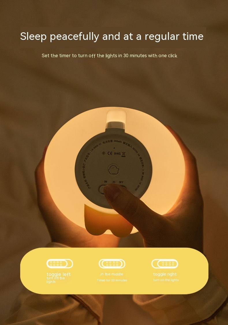 Lilium Star - Cute Duck LED Night Lamp | Cartoon Silicone USB Rechargeable Touch Sensor Sleeping Light with Timer