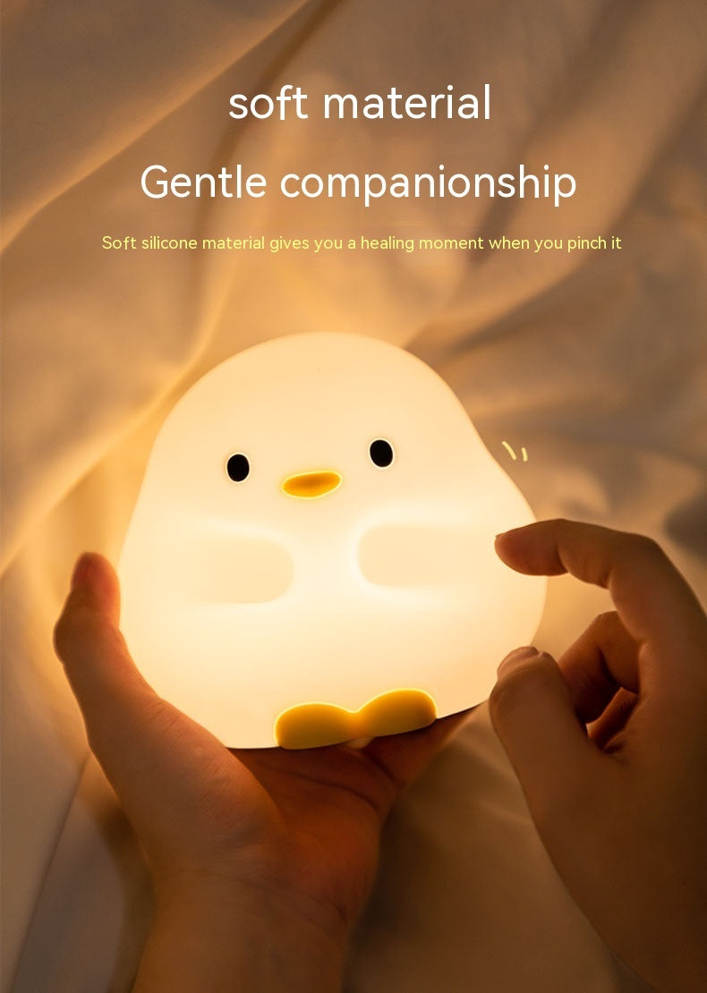 Lilium Star - Cute Duck LED Night Lamp | Cartoon Silicone USB Rechargeable Touch Sensor Sleeping Light with Timer