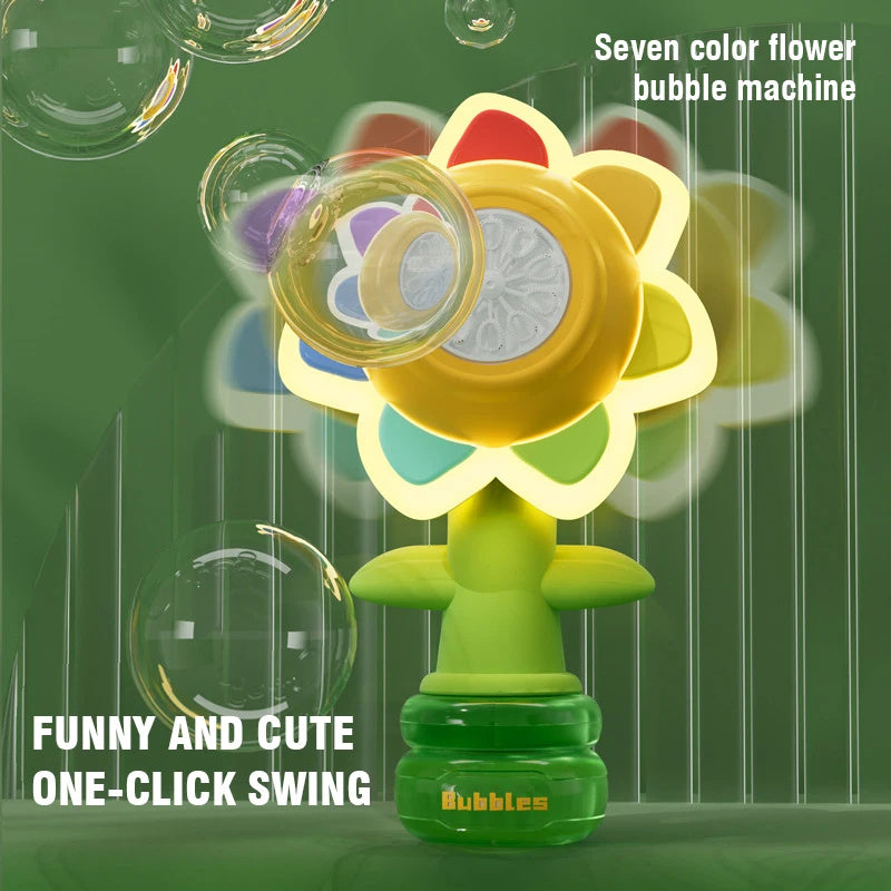 Lilium Star - Dancing Sunflower Bubble Machine | Automatic Electric Swing Soap Blower with Light for Kids' Outdoor Fun and Gifts