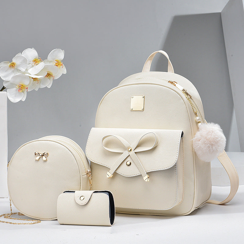 Lilium Star - Fashion Women's Bags PU Bow Composite Bag Young Girl Student Cute Shoulders Backpack Crossbody Bags Coin Purse