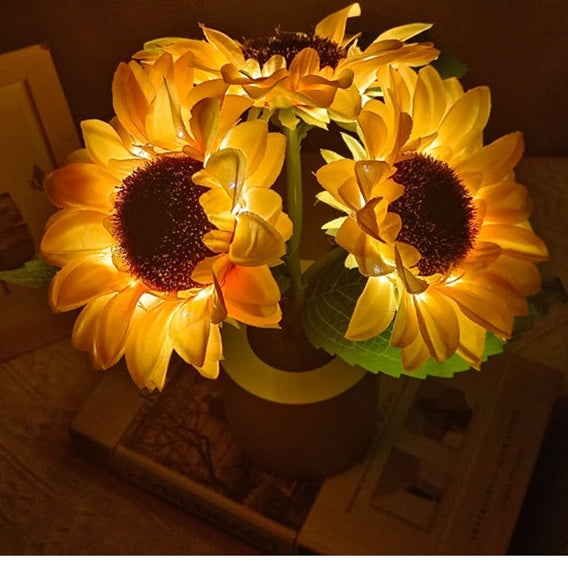 Lilium Star - Rechargeable Sunflower Led Simulation Night Light Table Lamp Simulation Flowers Decorative Desk Lamp For Resturaunt Hotel Wedding Gift