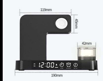 Lilium Star - 4-in-1 Wireless Charging Station with Alarm Clock, Foldable Stand, and RGB Night Light