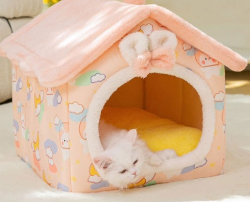 Lilium Star - Foldable Dog House Pet Cat Bed Winter Dog Villa Sleep Kennel Removable Nest Warm Enclosed Cave Sofa Pets Supplies