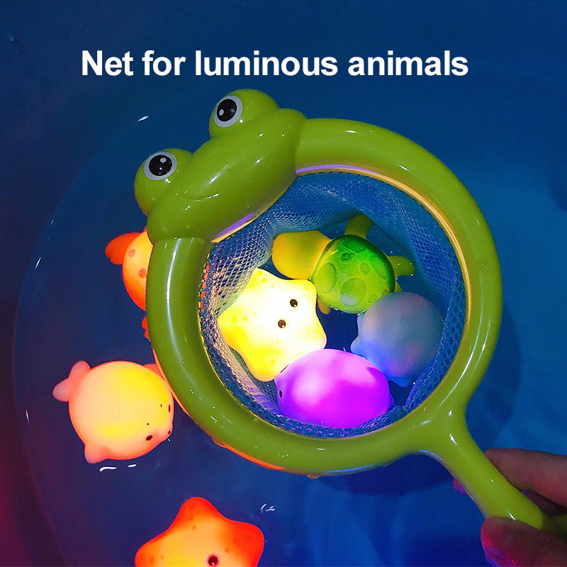 Lilium Star - Baby Bath Toy Set, Floating Soft Rubber Animals with Light-Up Frogs, Fun Water Play Gift for Kids