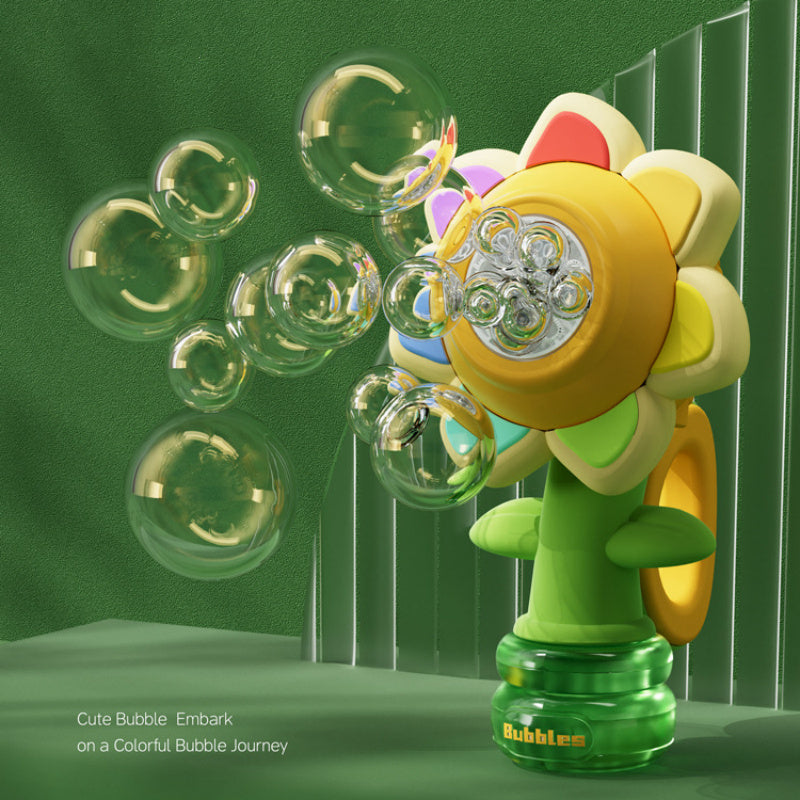 Lilium Star - Dancing Sunflower Bubble Machine | Automatic Electric Swing Soap Blower with Light for Kids' Outdoor Fun and Gifts