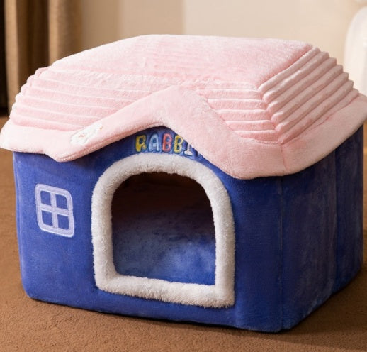 Lilium Star - Foldable Dog House Pet Cat Bed Winter Dog Villa Sleep Kennel Removable Nest Warm Enclosed Cave Sofa Pets Supplies