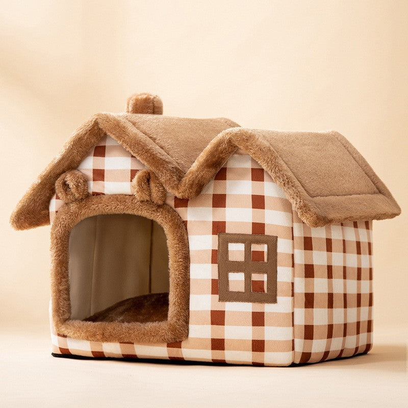 Lilium Star - Foldable Dog House Pet Cat Bed Winter Dog Villa Sleep Kennel Removable Nest Warm Enclosed Cave Sofa Pets Supplies