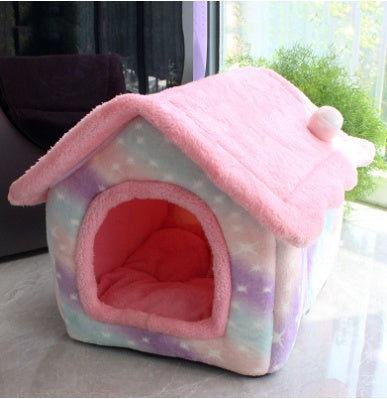Lilium Star - Foldable Dog House Pet Cat Bed Winter Dog Villa Sleep Kennel Removable Nest Warm Enclosed Cave Sofa Pets Supplies