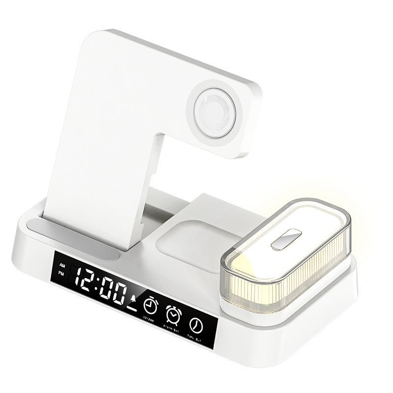 Lilium Star - 4-in-1 Wireless Charging Station with Alarm Clock, Foldable Stand, and RGB Night Light
