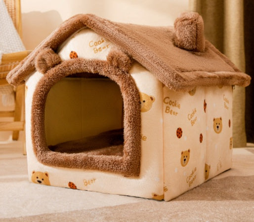 Lilium Star - Foldable Dog House Pet Cat Bed Winter Dog Villa Sleep Kennel Removable Nest Warm Enclosed Cave Sofa Pets Supplies