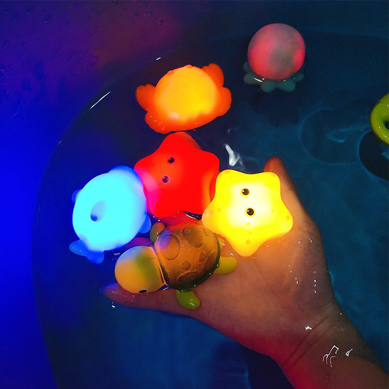 Lilium Star - Baby Bath Toy Set, Floating Soft Rubber Animals with Light-Up Frogs, Fun Water Play Gift for Kids