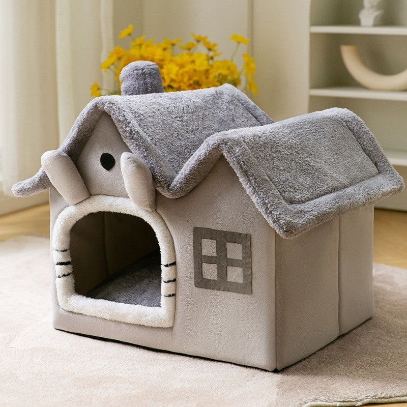 Lilium Star - Foldable Dog House Pet Cat Bed Winter Dog Villa Sleep Kennel Removable Nest Warm Enclosed Cave Sofa Pets Supplies