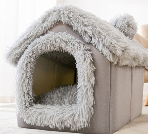 Lilium Star - Foldable Dog House Pet Cat Bed Winter Dog Villa Sleep Kennel Removable Nest Warm Enclosed Cave Sofa Pets Supplies