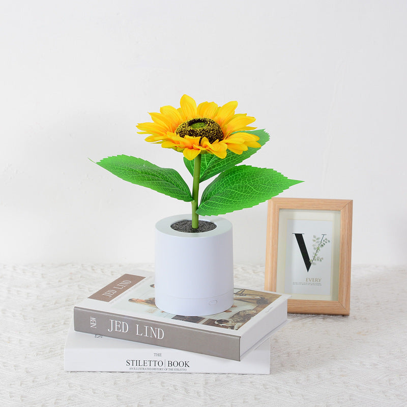 Lilium Star - Rechargeable Sunflower Led Simulation Night Light Table Lamp Simulation Flowers Decorative Desk Lamp For Resturaunt Hotel Wedding Gift