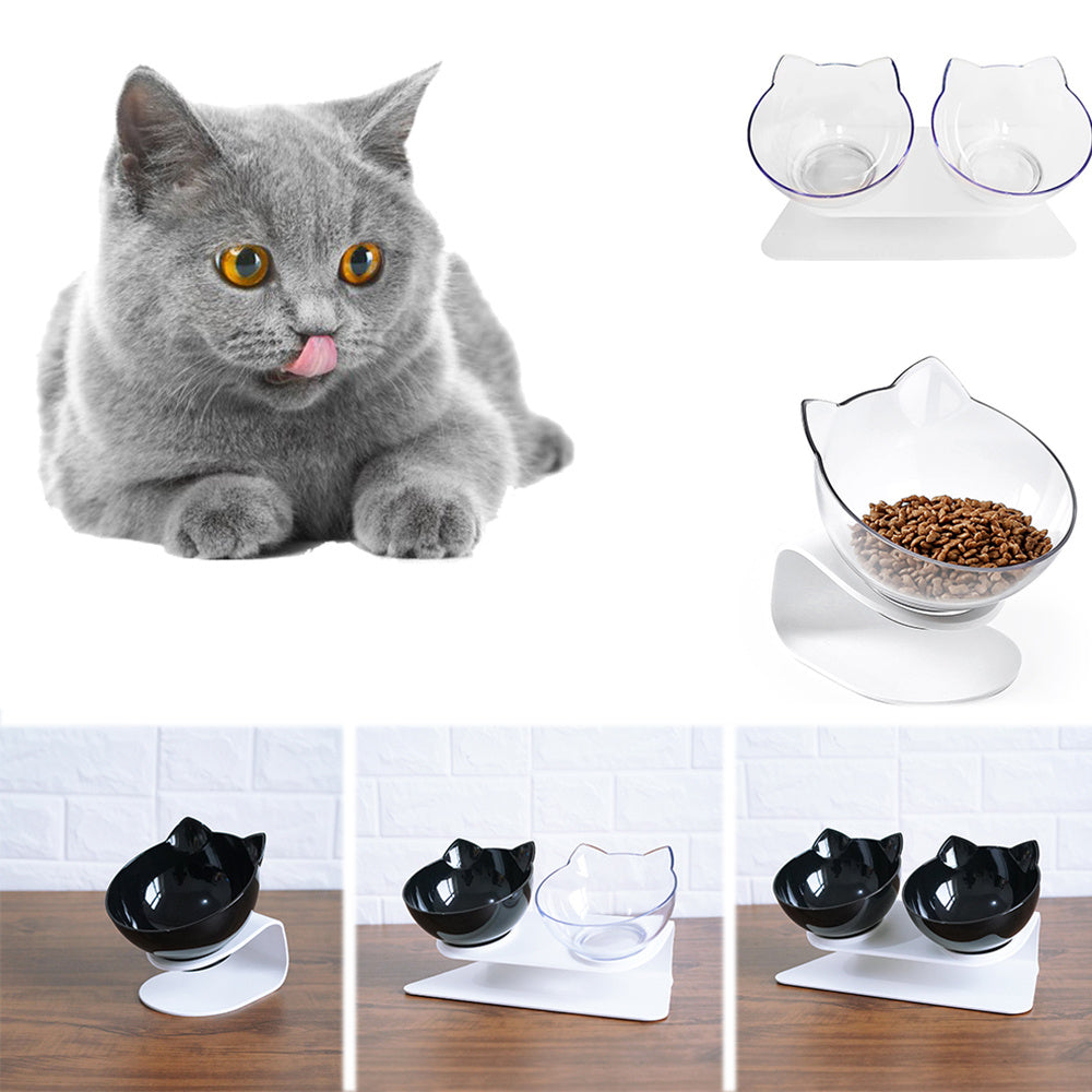 Lilium Star - Cat Double Bowl | Elevated Cat Food Bowl Protects Your Cats Posture.