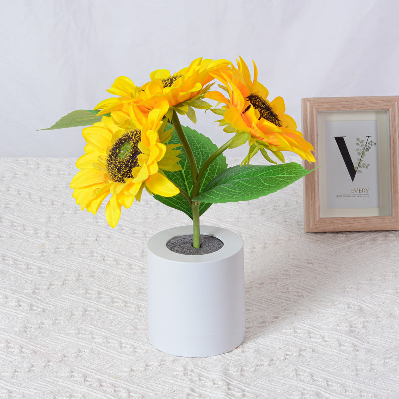 Lilium Star - Rechargeable Sunflower Led Simulation Night Light Table Lamp Simulation Flowers Decorative Desk Lamp For Resturaunt Hotel Wedding Gift