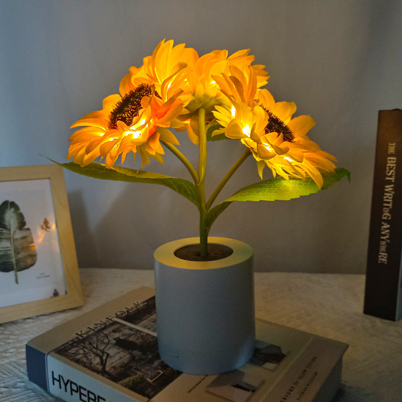 Lilium Star - Rechargeable Sunflower Led Simulation Night Light Table Lamp Simulation Flowers Decorative Desk Lamp For Resturaunt Hotel Wedding Gift