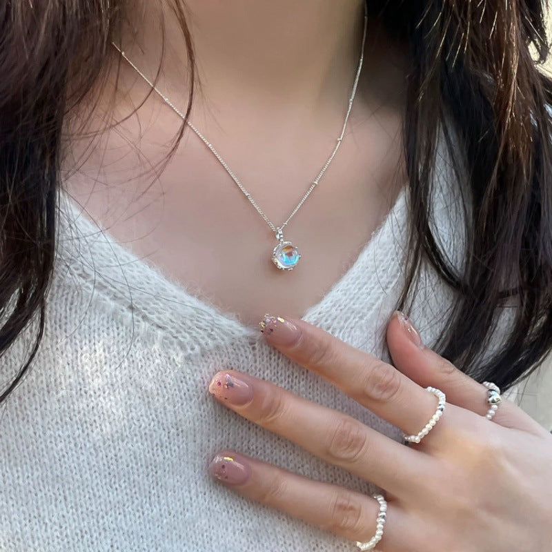 Lilium Star - Gradient Moonstone Necklace for Women Silver Light Luxury Design