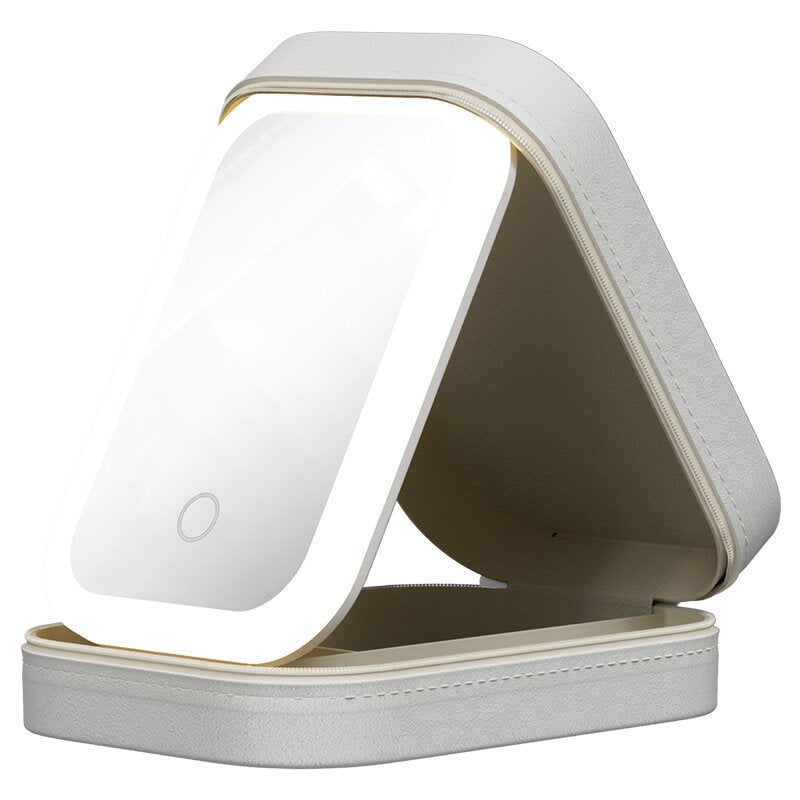 Lilium Star - Makeup Storage Box with LED Light Mirror Portable Travel Organizer