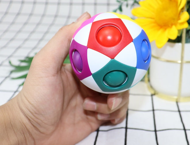 Lilium Star - Decompression Soccer Rainbow Ball Magic Cube 12-hole Intellectual Toys Decompression Ball Magic Ball Small Toys