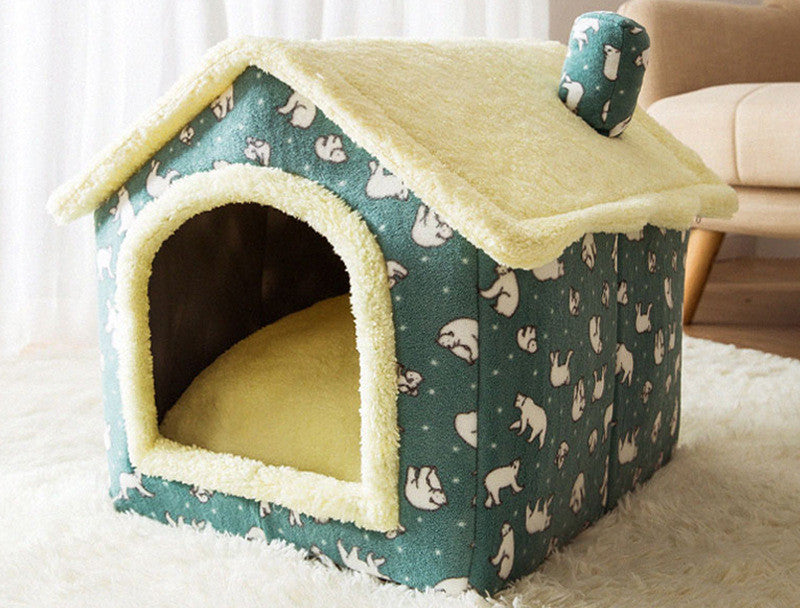 Lilium Star - Foldable Dog House Pet Cat Bed Winter Dog Villa Sleep Kennel Removable Nest Warm Enclosed Cave Sofa Pets Supplies