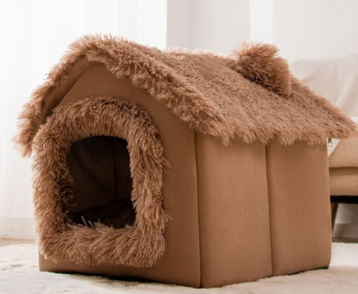 Lilium Star - Foldable Dog House Pet Cat Bed Winter Dog Villa Sleep Kennel Removable Nest Warm Enclosed Cave Sofa Pets Supplies