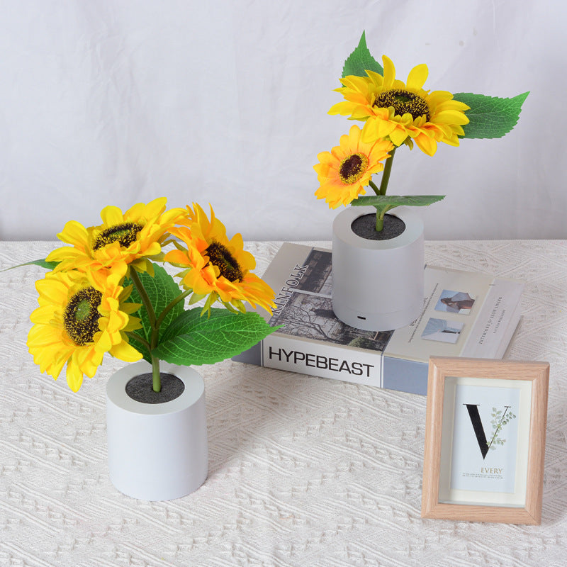 Lilium Star - Rechargeable Sunflower Led Simulation Night Light Table Lamp Simulation Flowers Decorative Desk Lamp For Resturaunt Hotel Wedding Gift