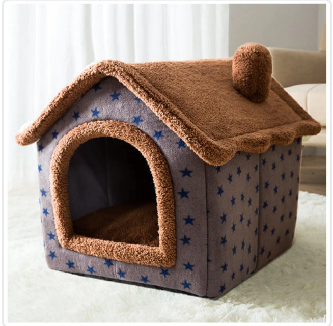 Lilium Star - Foldable Dog House Pet Cat Bed Winter Dog Villa Sleep Kennel Removable Nest Warm Enclosed Cave Sofa Pets Supplies