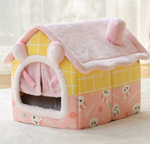 Lilium Star - Foldable Dog House Pet Cat Bed Winter Dog Villa Sleep Kennel Removable Nest Warm Enclosed Cave Sofa Pets Supplies