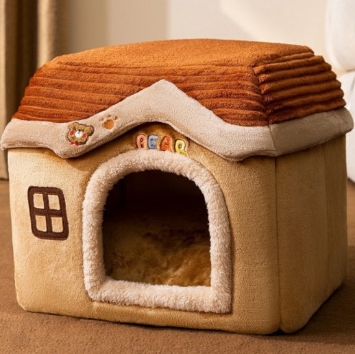 Lilium Star - Foldable Dog House Pet Cat Bed Winter Dog Villa Sleep Kennel Removable Nest Warm Enclosed Cave Sofa Pets Supplies