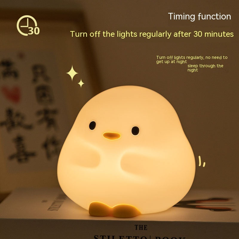Lilium Star - Cute Duck LED Night Lamp | Cartoon Silicone USB Rechargeable Touch Sensor Sleeping Light with Timer