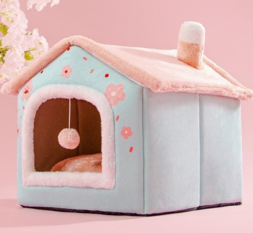 Lilium Star - Foldable Dog House Pet Cat Bed Winter Dog Villa Sleep Kennel Removable Nest Warm Enclosed Cave Sofa Pets Supplies
