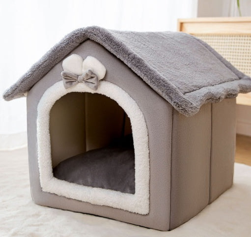 Lilium Star - Foldable Dog House Pet Cat Bed Winter Dog Villa Sleep Kennel Removable Nest Warm Enclosed Cave Sofa Pets Supplies