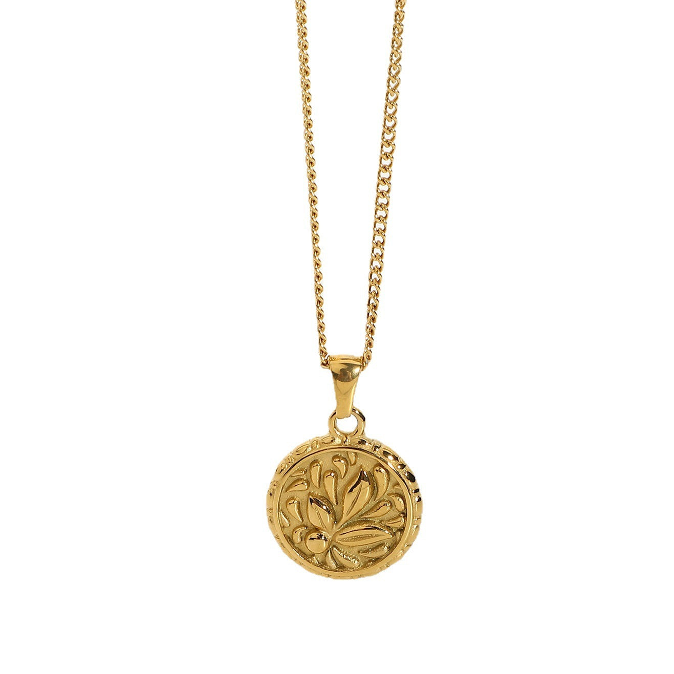 Lilium Star - 18K Gold Plated Flower Coin Pendant Necklace