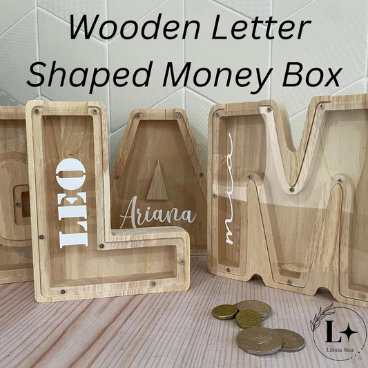 Lilium Star - Wooden Letter Shaped Money Box