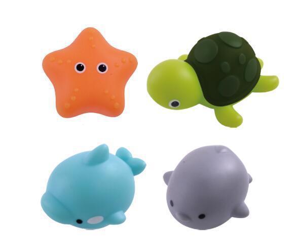 Lilium Star - Baby Bath Toy Set, Floating Soft Rubber Animals with Light-Up Frogs, Fun Water Play Gift for Kids