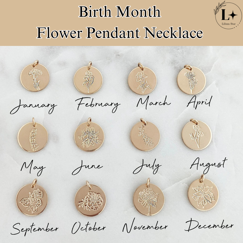 Lilium Star - Birth Month Flower Pendant Necklace