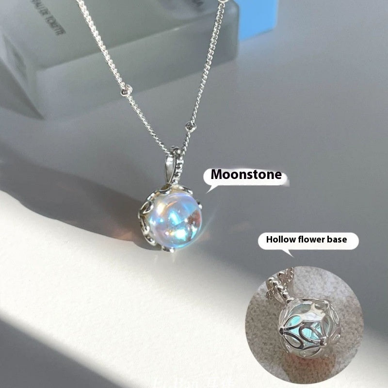 Lilium Star - Gradient Moonstone Necklace for Women Silver Light Luxury Design