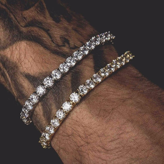 Lilium Star - Hip Hop Iced-Out Bracelet, Single Row Rhinestones Chain with Bling Tennis Charm and Zirconia