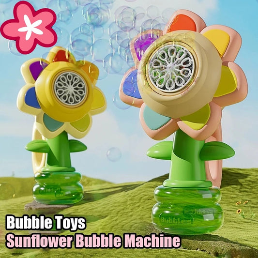 Lilium Star - Dancing Sunflower Bubble Machine | Automatic Electric Swing Soap Blower with Light for Kids' Outdoor Fun and Gifts