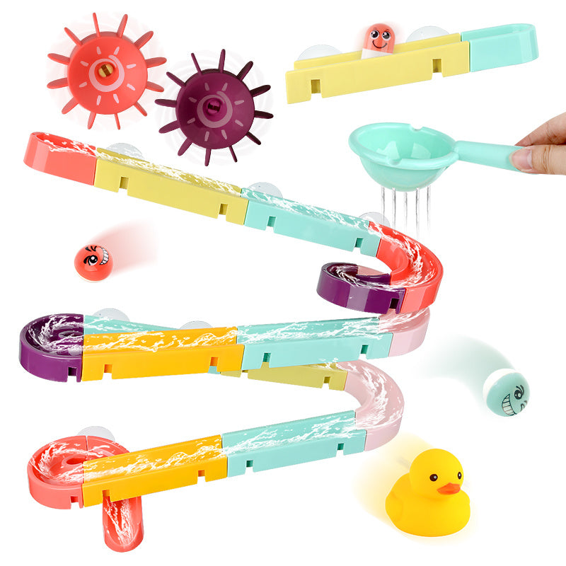 Lilium Star - Kids’ Bath Toys with Wall Suction Cup, Marble Race Track for Fun Water Play in the Bathtub