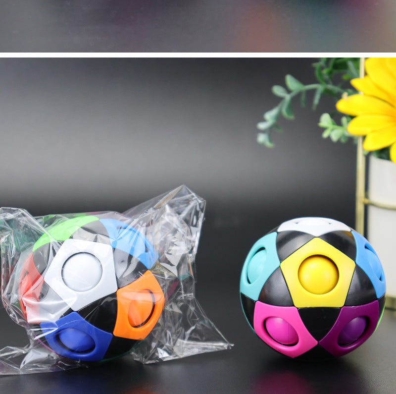 Lilium Star - Decompression Soccer Rainbow Ball Magic Cube 12-hole Intellectual Toys Decompression Ball Magic Ball Small Toys